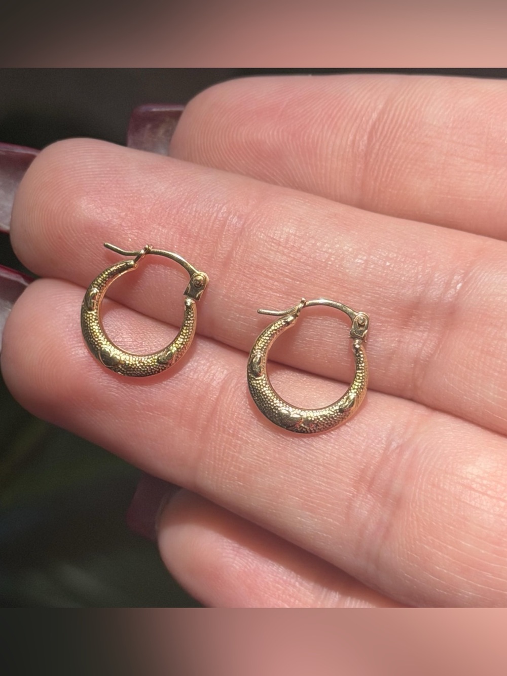10K Real Solid Yellow Gold Heart Hoop Earrings 16mm (Not Plated)